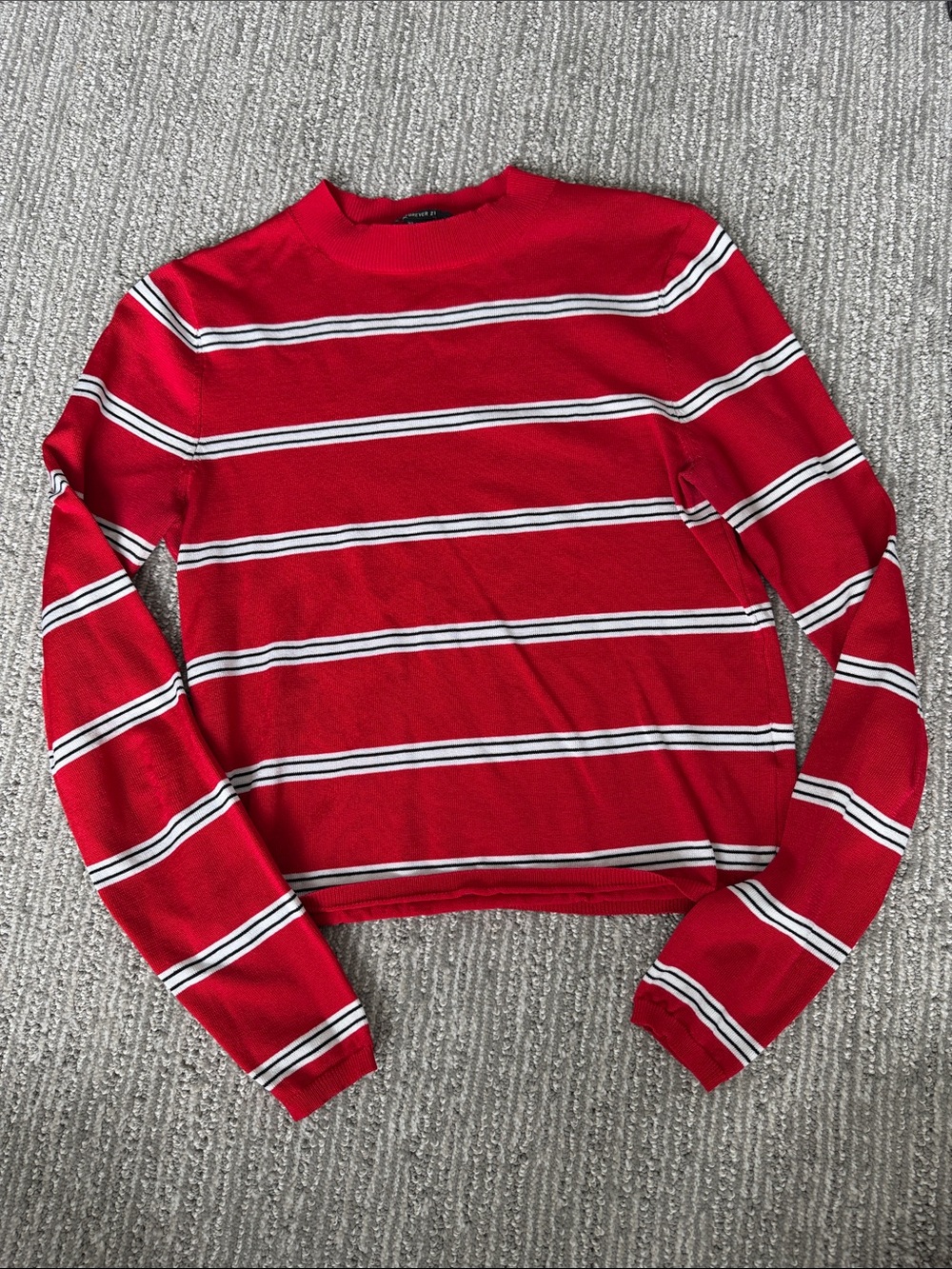 Forever 21 Red Ribbed Knit Top